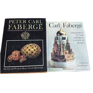 Book Lot Of 2 Faberge Books Dust Covers Coffee Table Vintage